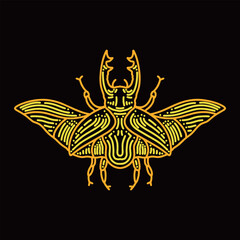 Fototapeta premium Premium Monoline Beetle Vector Graphic Design illustration Vintage style line Emblem Symbol and Icon