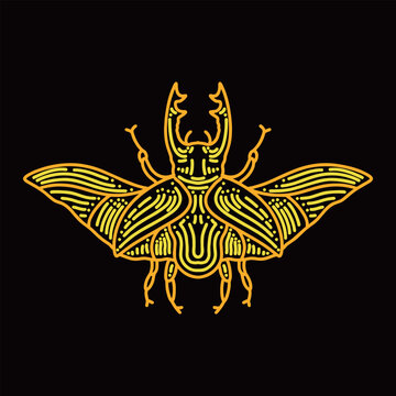Premium Monoline Beetle Vector Graphic Design illustration Vintage style line Emblem Symbol and Icon