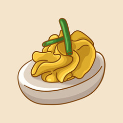 Deviled eggs. Popular types of canapes.