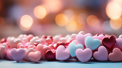 heart with candles on blurred background.generative ai