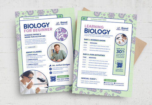 Biology Science Class Education Flyer Poster Layout