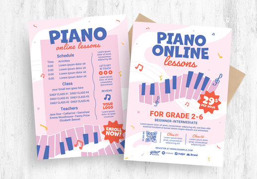 Piano Music Lessons Flyer Poster Layout