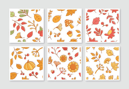 Rustic Autumn Fall Patterns Set