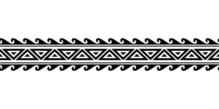 Maori polynesian tattoo bracelet. Tribal sleeve seamless pattern vector. Samoan border tattoo design fore arm or foot. Armband tattoo tribal. band fabric seamless ornament isolated on white background