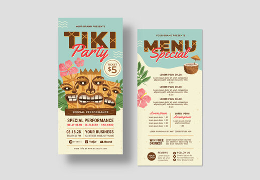 Tiki Bar Luau DL Card Flyer Layout
