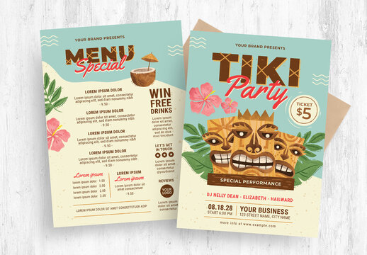 Tiki Bar Luau Flyer Poster Layout