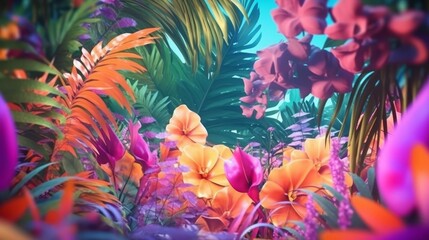 Fototapeta na wymiar Vibrant Summer Themed 3D Abstract Background