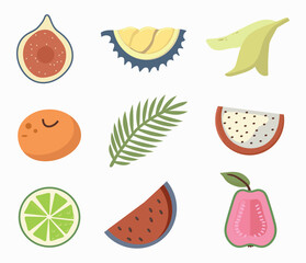 Tropical elenents icons cliparts avatars logotype vector illustrations set