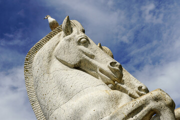 Horse statue monument in Lisboa Portugal. High quality photo
