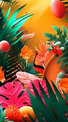 Obraz na płótnie Canvas Vibrant Summer Themed 3D Abstract Background