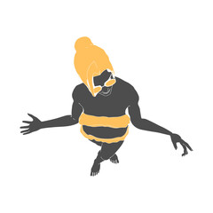 Illustration of a beautiful fashion model posing in a stylish swimsuit. Young attractive woman in bikini. Top view