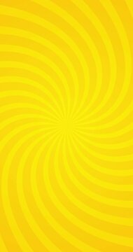 4k Abstract yellow orange seamless looping background. Moving sunbeam on round. Cartoon spiral. Childish design style. Animated looping retro pop art pattern. Sunny summer kid funny banner. Modern