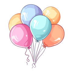 Cute balloons pastel colors illustration