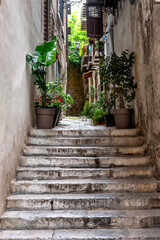 Narrow Street in the city centre in Palermo, Sicily, Italy