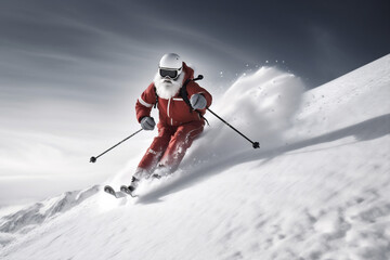 Fototapeta na wymiar mountain ski snowboarder sport snow holiday winter santa skier christmas. Generative AI.
