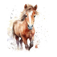 Obraz na płótnie Canvas Cute young horse on a white background. Generative AI