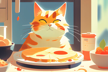 Hungry cat. Generative AI