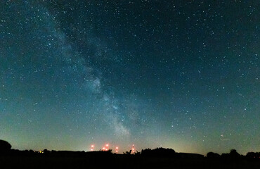 Fototapeta na wymiar Nachthimmel mit Sternen und teilen der Milchstraße in der Eifel Deutschland