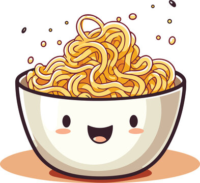 cartoon ramen noodle bowl vector illustration