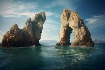 Fototapeta premium two rock formations in the ocean
