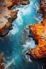 Water and rocks, canyon, Generative AI