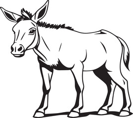 Monochrome donkey, exuding stubborn charm; elegantly captured in a classic style