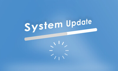 System Update sign with loading icon and text. Update or upgrade concept web vector illustration for any software, hardware and technology system. 