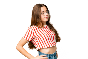 Teenager girl over isolated chroma key background suffering from backache for having made an effort
