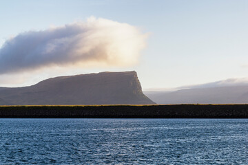 look from the harbour of Patreksfjörður to the famous rock formation 