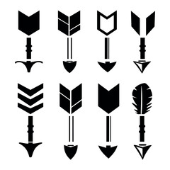 Arrow icon set isolated on white background