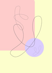 Simple art design. Pastel colors, simple shapes and lines. Set of flat vector illustrations. Poster, cover, print, wallpaper or banner. Art design and vectorized illustration on the color background.