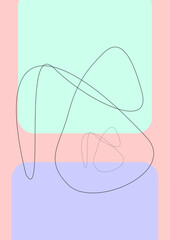Simple art design. Pastel colors, simple shapes and lines. Set of flat vector illustrations. Poster, cover, print, wallpaper or banner. Art design and vectorized illustration on the color background.