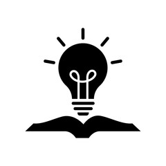 light bulb icon with book vector. Knowledge logo design.