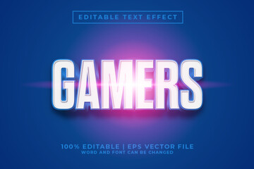 Gamers 3d Editable Text Effect Cartoon Comic Style Premium Vector