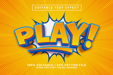 Play 3d Editable Text Effect Cartoon Comic Style Premium Vector