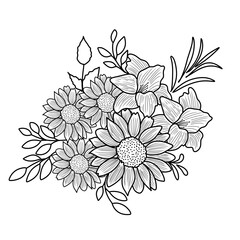 hand drawn flower arrangement