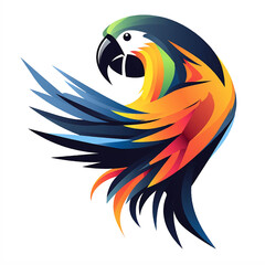 Paradise Bird Colored Parrot hummingbird canary Stylization Geometric Tattoo Logo Print