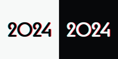 2024 happy new year logo design 2024 number design vector illustration