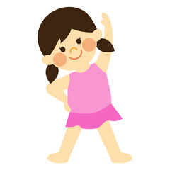 水着で体操する女の子