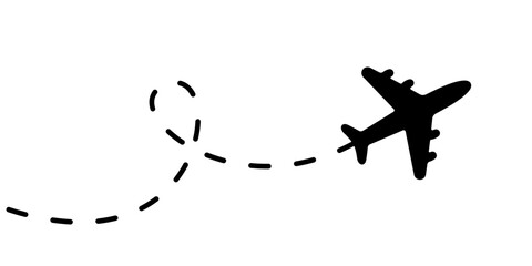 Plane with line and blank for text. Continuous one line drawing illustration - obrazy, fototapety, plakaty