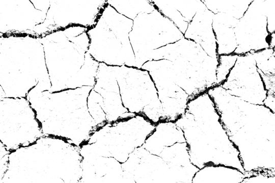 The ground cracks, fissure isolated on transparent background, png file format.