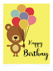 teddy bear with balloons birthday card 