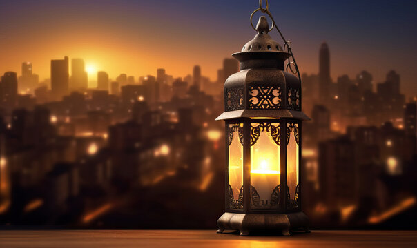 Arabic Lantern In The Evening City