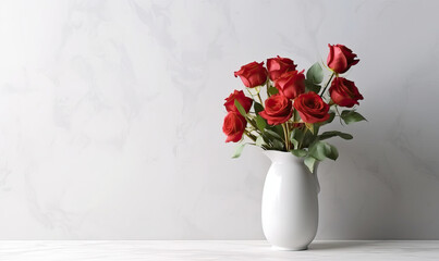 Elegant red roses bouquet, floral composition
