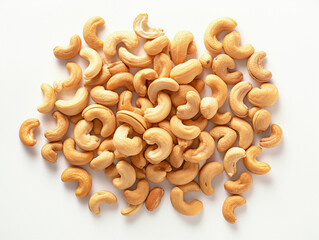 cashew nuts on a white table 