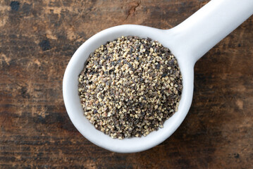 Ground Black Pepper on a Spoon