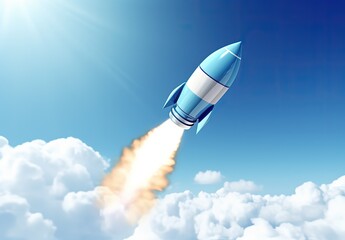 Illustration of rocket taking off, concept of creativity and ideas. Generative AI