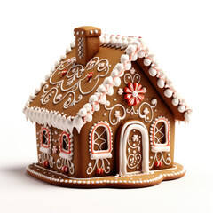 Christmas gingerbread house isolated on white background 