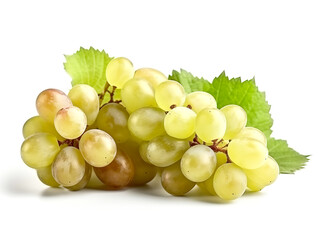 White grapes bunch isolated on white background.