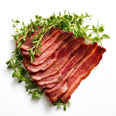 Obraz premium Turkey bacon made of plants on white background 